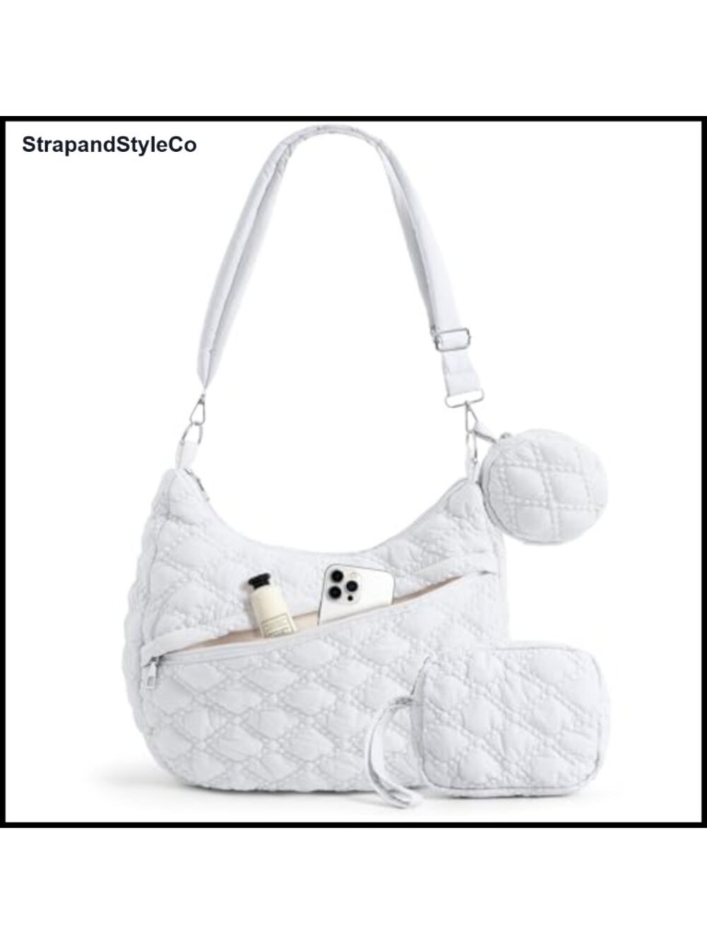 Quilted Puffer Tote Bag Crossbody Hobo Nylon Adjustable Strap Women's Purse